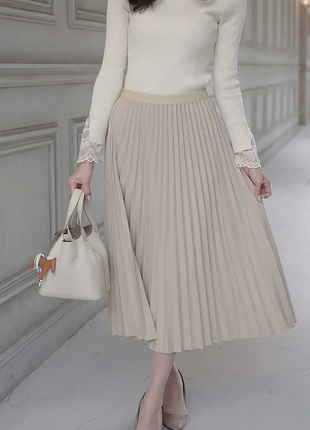 Юбка миди плиссе гофре трикотаж деми