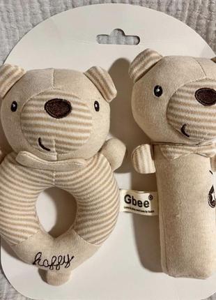 Погремушки текстильные для новорожденных, набор мишек 2 шт.