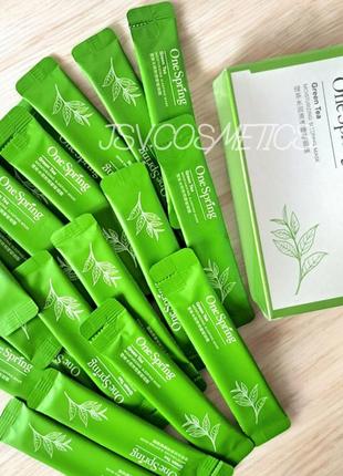 Набор ночных масок для лица с экстрактом зеленого чая green tea spring 20 стиков по 4 мл
