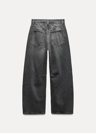 Темно-сірі джинси baggy balloon mid-rise від zara, широкі джинси, середня посадка7 фото