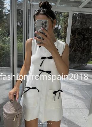 Розовое и белое платье с бантиками zara3 фото