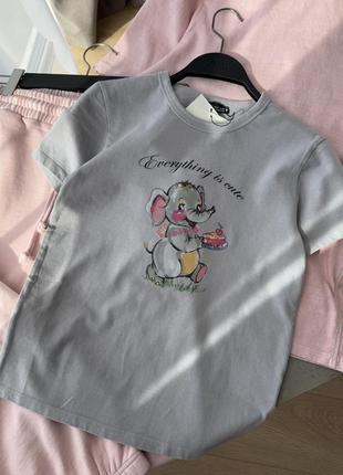 Серая футболка с слоником zara