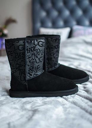 Угі Высокие женские сапоги sneakers ugg sparkle graffiti lux уггі