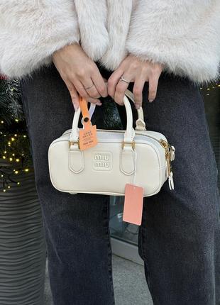 Сумка arcadie leather bag miu cream3 фото