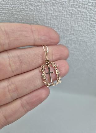 Хрестик золотий, хрест з рамочкою, золото 585 проби