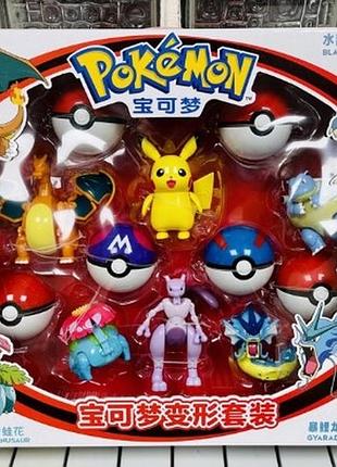 Набір покеболів pikachu electric 6 куль з фігурками-трансформерами покемон пікачу