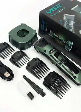 Акумуляторна бездротова машинка для стрижки волосся vgr v-696 з led дисплеєм та турбо режимом