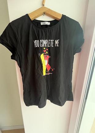 Чорна жіноча футболка з принтом newyorker