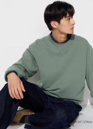 Свитшот uniqlo зеленый хлопковый