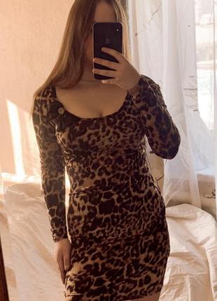 Леопардовое женское платье 2