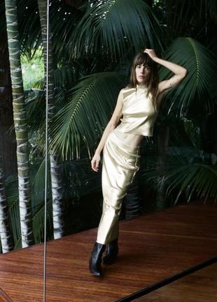 Юбка в рубчик с золотым напылением zara