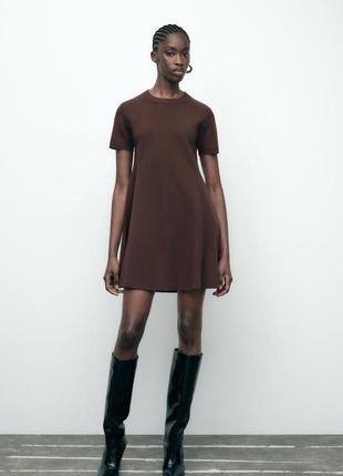 Шикарное платье шоколадного цвета zara.