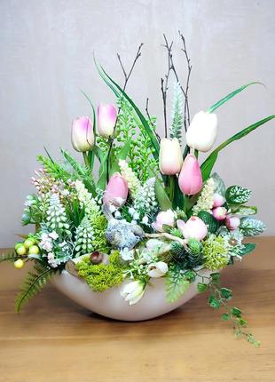 Великодня весняна літня композиція на стіл купить пасхальная весення композиция на стол декор
