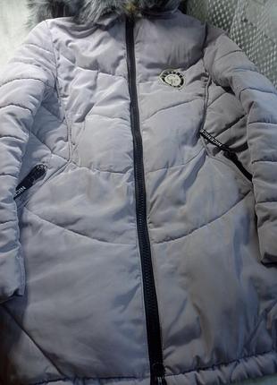 Куртка, парка, пуховик женский, утепленный, серый vogue xxl