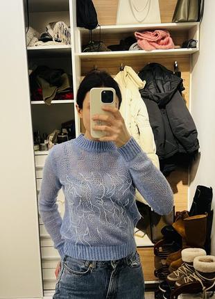 Свитер zara с перьями четверти