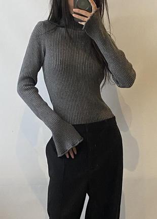 Гольф zara гольф базовый серый гольф в рубчик водолазка лонгслив