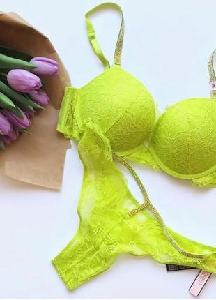 Комплект белья victorias secret оригинал украшен камнями swarovski