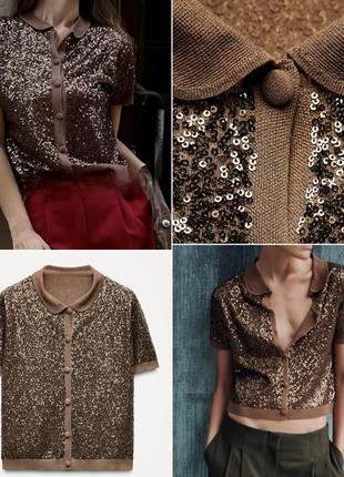 Топ с коротким рукавом и отложным воротником zara зара.