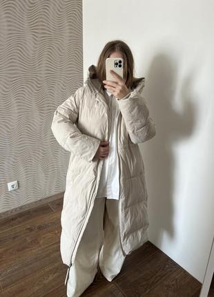 Пуховик zara стеганое пальто из водостойкой ткани