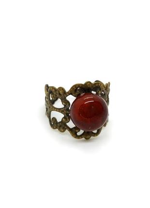 🏵️💍 кольцо миниатюрное ажурное винтаж натуральный камень красная яшма