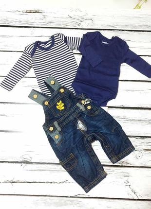 Боди бодик детский длинным рукавом на мальчика джинсовый комбинезон комплект набор бодиков