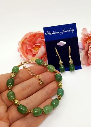 🔺🍀💫 изысканный браслет стекло лемпворк под натуральный камень нефрит8 фото