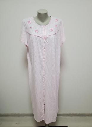 Красивая брендовая трикотажная ночнушка с котоном на пуговицах