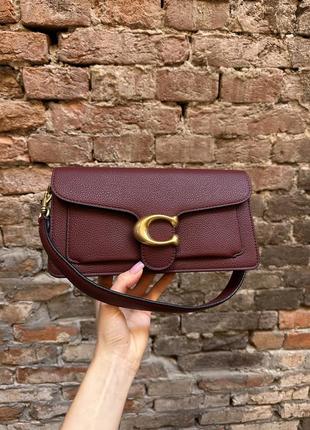Сумка  c👜ach t@bby 26 см бордо /золото кожаная4 фото