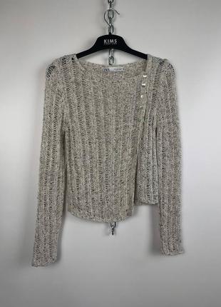 Женский асимметричный прозрачный вязаный кардиган кофта zara m