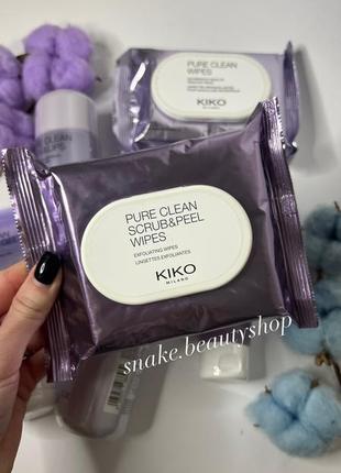 Салфетки для лица pure clean scrub & peel wipes kiko milano. салфетки для лица кико милано