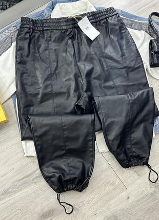 Штаны с кож зама с утеплителем zara