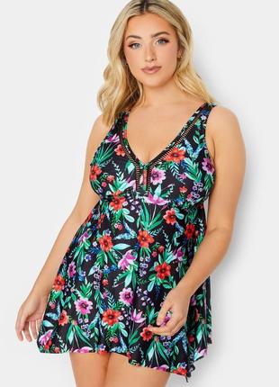 Черный топ танкини с цветочным принтом yours 98 г. 54 верх от купальника