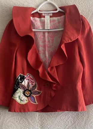 Винтаж! christian lacroix bazar, блейзер, лен 57%, хлопок 43%