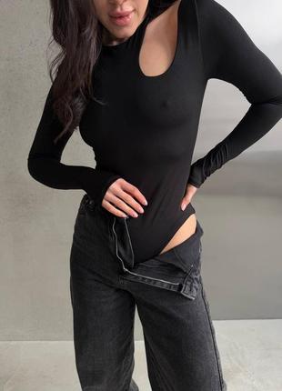 Жіноче асиметричне боді з довгими рукавами мод 410