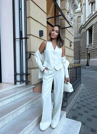 Женский классический костюм пиджак жилет палаццо | 7366