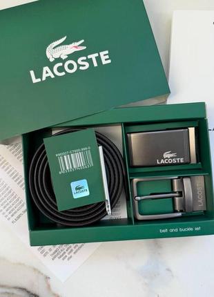 Двусторонний ремень с двумя пряжками lacoste