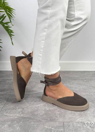 Босоніжки erika, капучино, натуральна замша з перфорацією