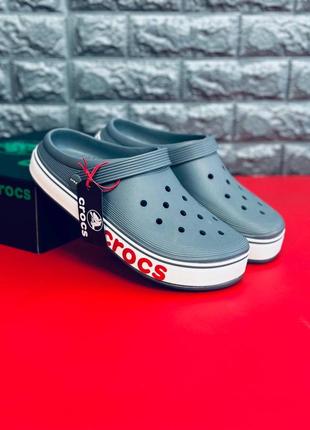 Мужские шлепанцы crocs серые пляжные шлепанцы кроксы чоловічі шльопанці crocs