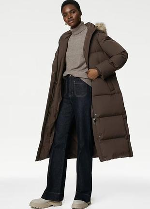 Довге пухове пальто куртка на пуху пуховик marks & spencer длинное пуховое пальто куртка на пуху пуховик