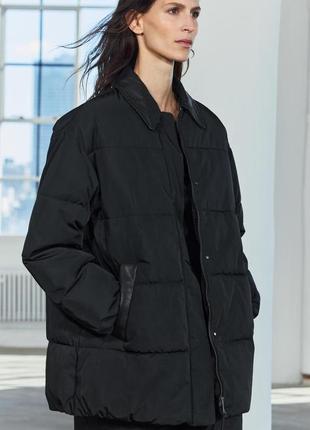 Куртка с кожаными деталями zara