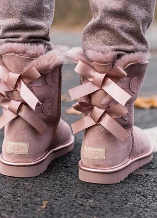 🎀❄️🎀ugg bailey bow 2 boot pink crystal🎀❄️🎀угги женские зимние с бантами, угги 2 банта