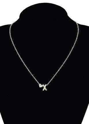 Намисто кольє ланцюжок персональний подарунок особиста буква срібло золото підвіска серце кулон mc3432 фото