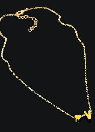 Намисто-замішувач на ланцюжку на подарунок особиста буква золото срібло підвіска серце кулон намисто mc3454 фото