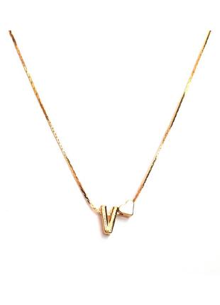 Намисто-замішувач на ланцюжку на подарунок особиста буква золото срібло підвіска серце кулон намисто mc3452 фото