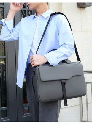 Сумка для ноутбука серая 15-16 дюймов с плечевым ремнем