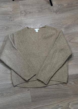 Светр базовий коричневий оверсайз свитер бежевый