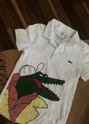 Біля теніска жіноча поло лакоста lacoste unisex унісекс з малюнком та коміром