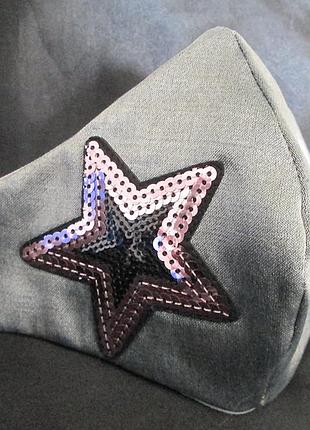 Маска дизайнерская звезда коттон носовой зажим защита захист пайетки шик мв-70
