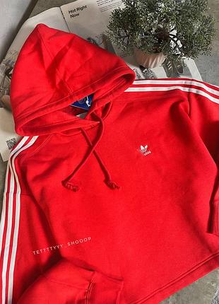 Новый худи adidas cup красный с белыми лампасами с капюшоном спортивная кофта женская