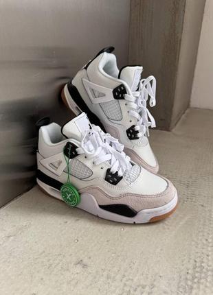 Кроссовки nike air jordan 4 retro x sb « white / black » premium